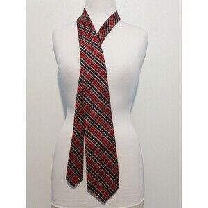 Vintage Rooster Ruffler Collection Red Plaid Silk Tie Necktie Mens 4in